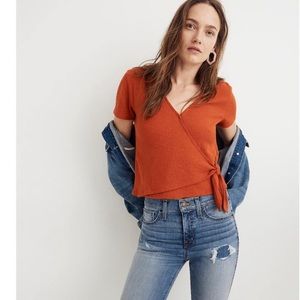Madewell Texture & Thread Rust Shortsleeved Wrap top